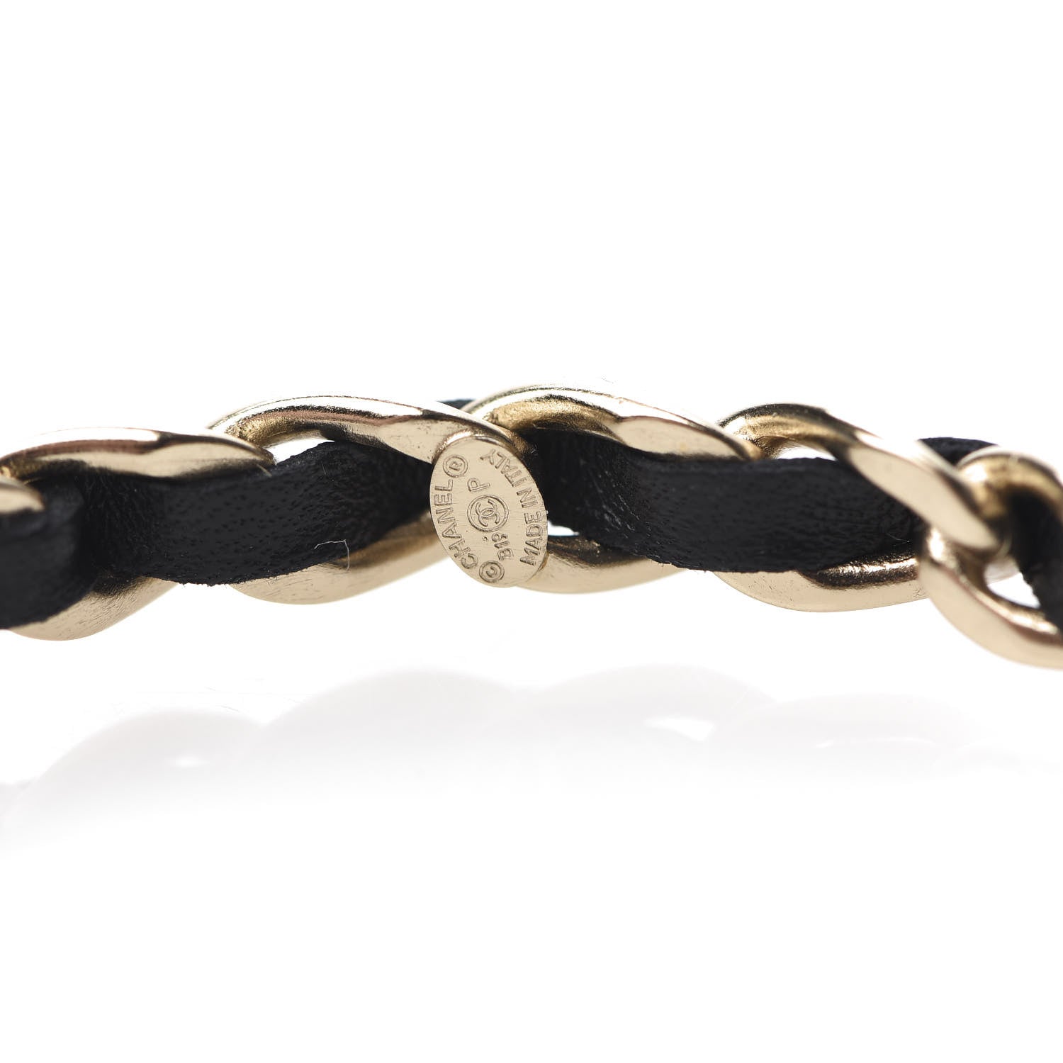 Chanel Lambskin CC Chain Hoop Earrings Matte Gold Black 5 of 5