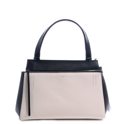 Celine Textured Calfskin Small Bi-Color Edge Shoulder Bag Black Cream 1 of 9