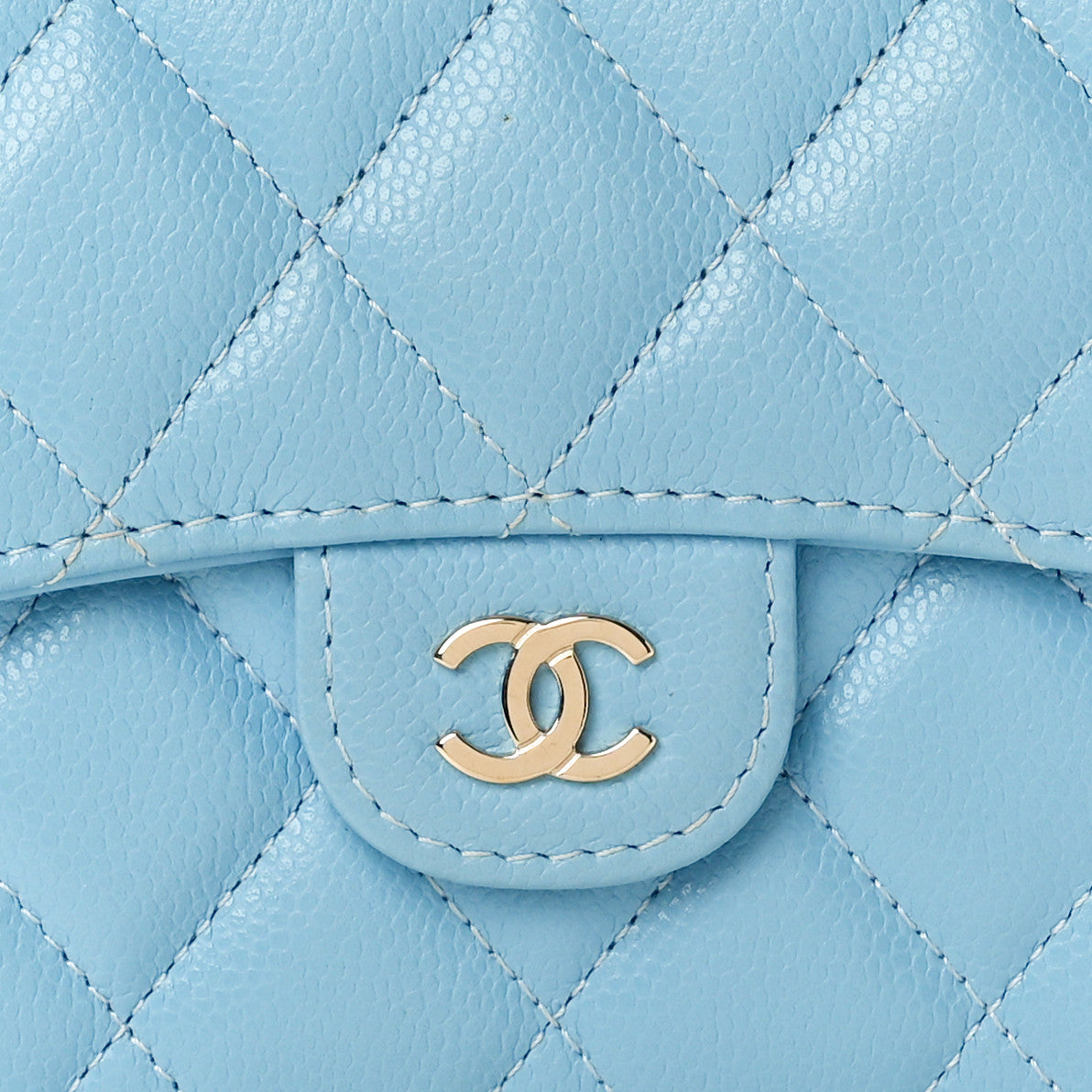 Chanel Caviar Quilted Compact Flap Wallet Light Blue 8 of 8