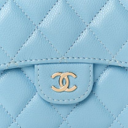 Chanel Caviar Quilted Compact Flap Wallet Light Blue 8 of 8