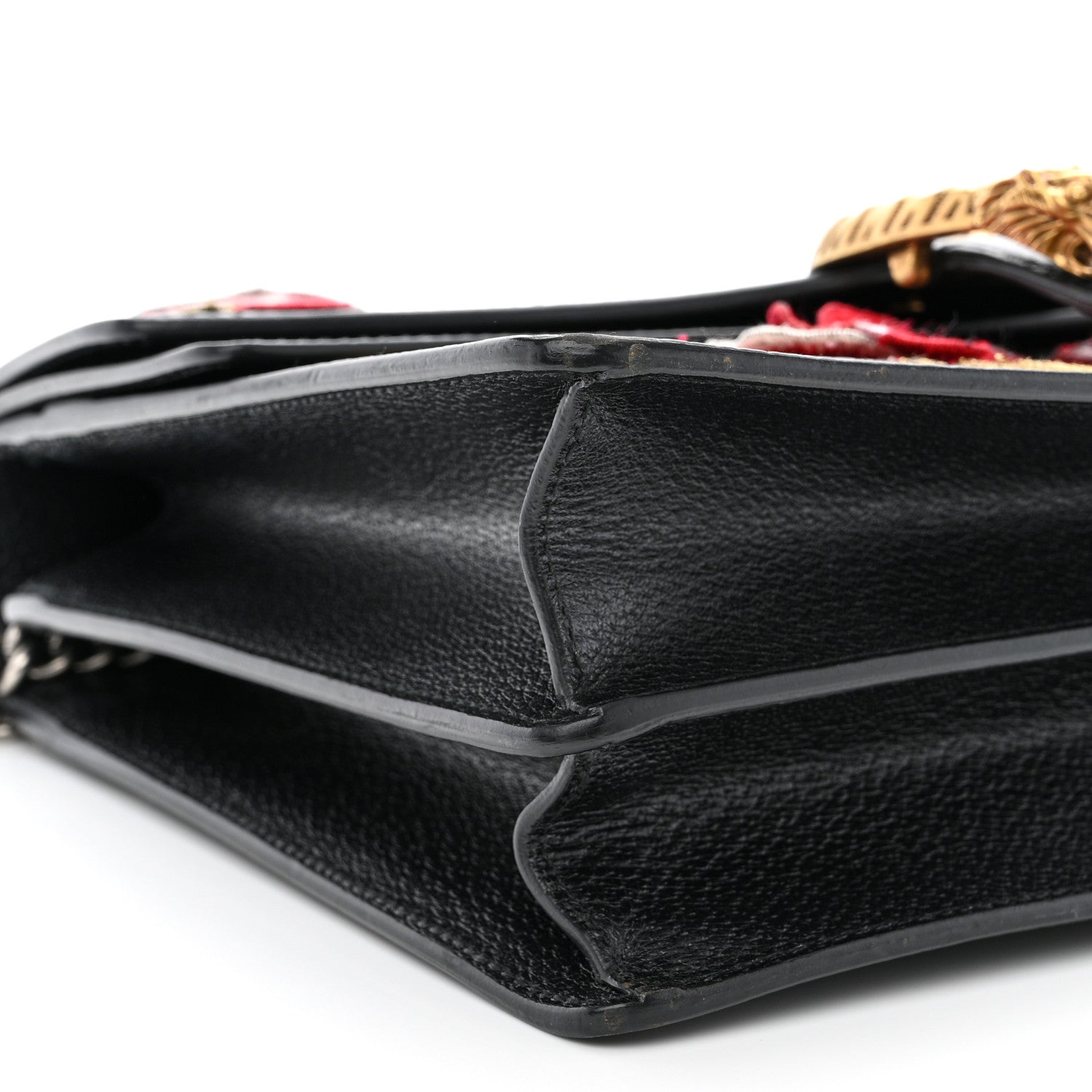 Gucci Calfskin Web Floral Embroidered Medium Dionysus Shoulder Bag Black 9 of 12