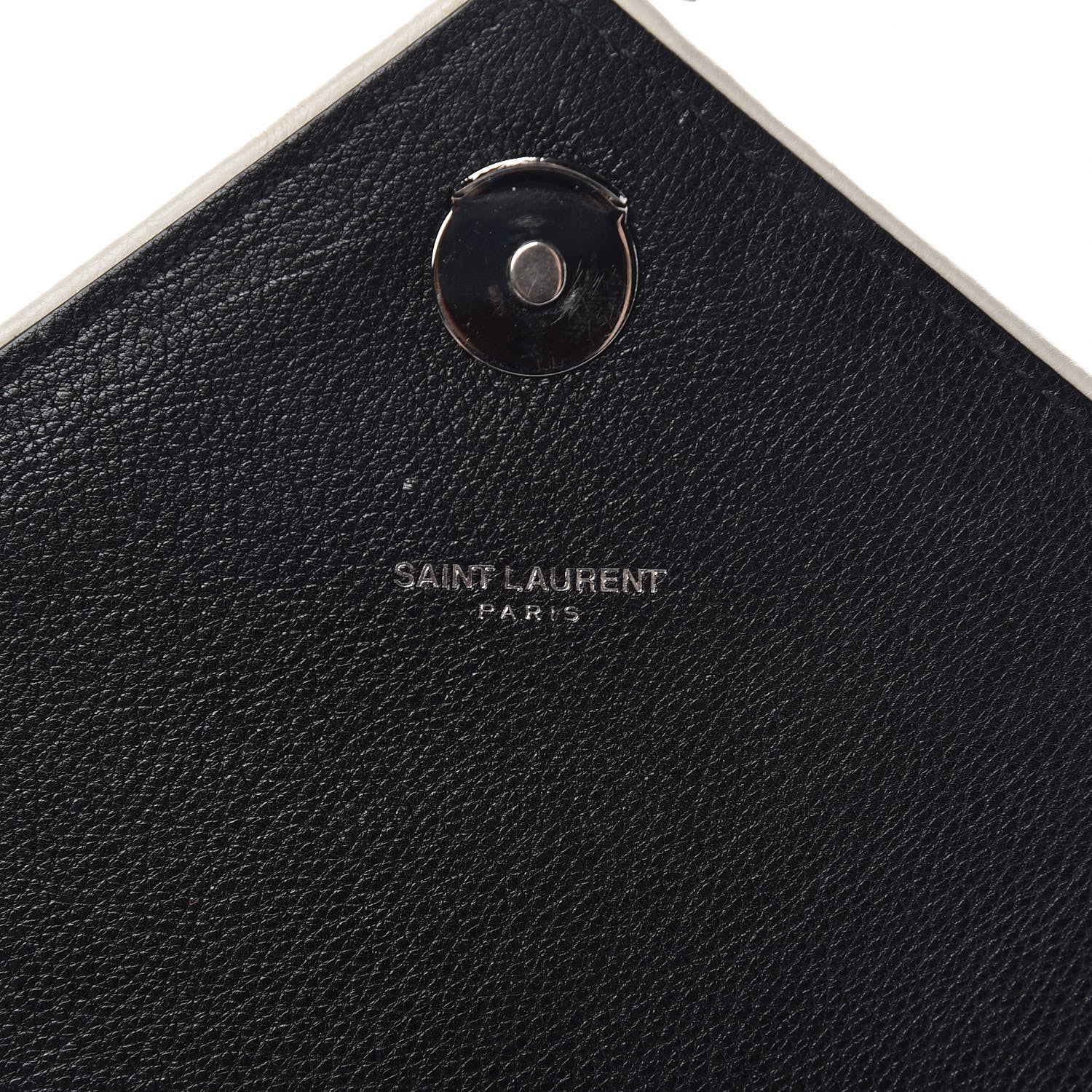 Saint Laurent Calfskin Mixed Matelasse Triquilt Large Monogram Envelope Satchel Black White 6 of 17