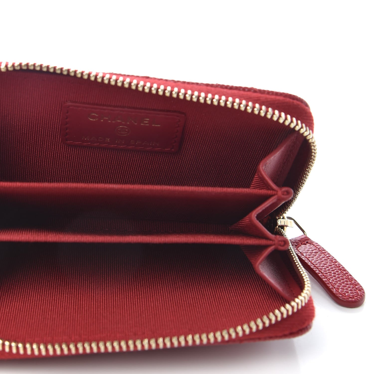 Chanel Caviar Quilted Zip Coin Purse Red 5 of 8