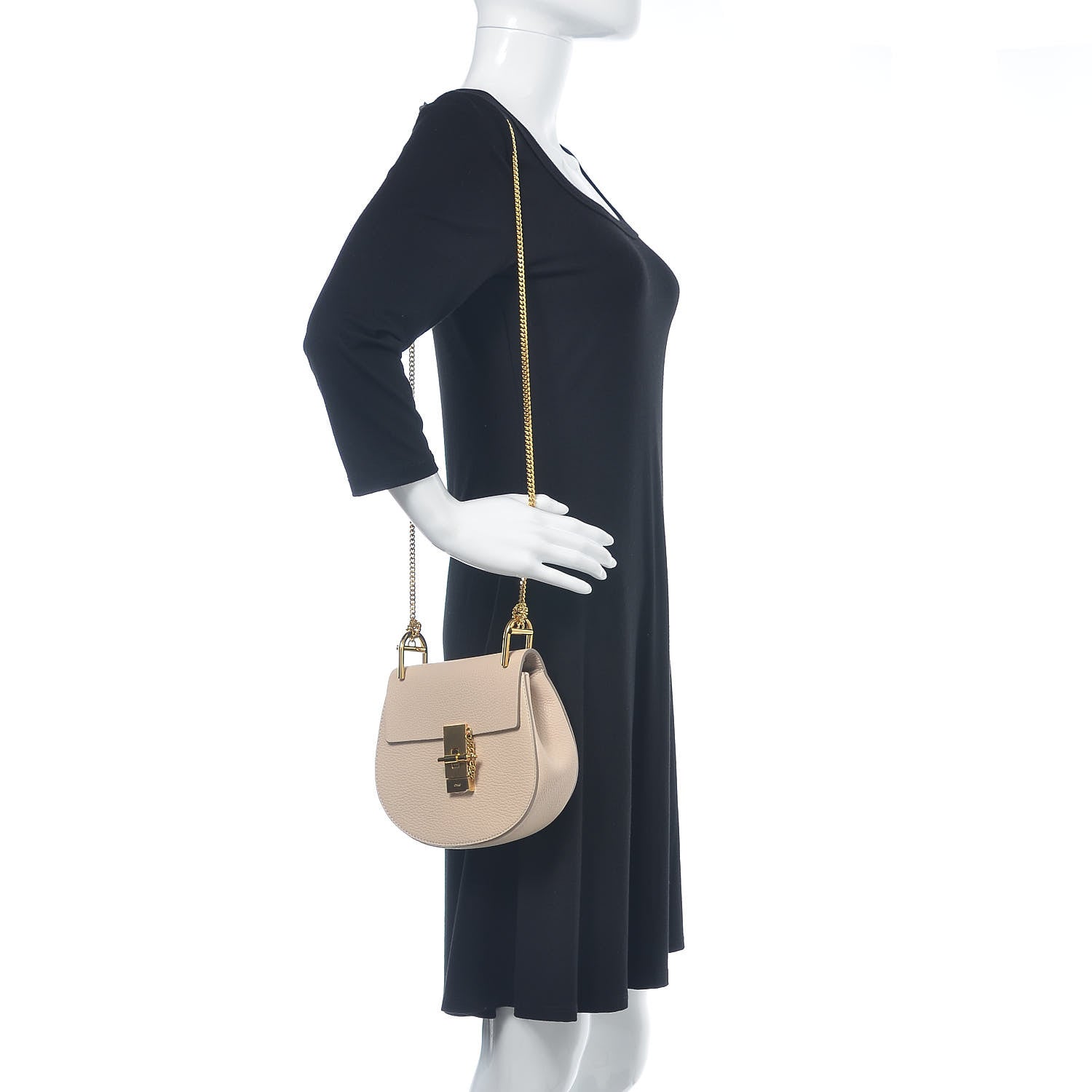 Chloe Grained Lambskin Mini Drew Shoulder Bag Abstract White 2 of 9