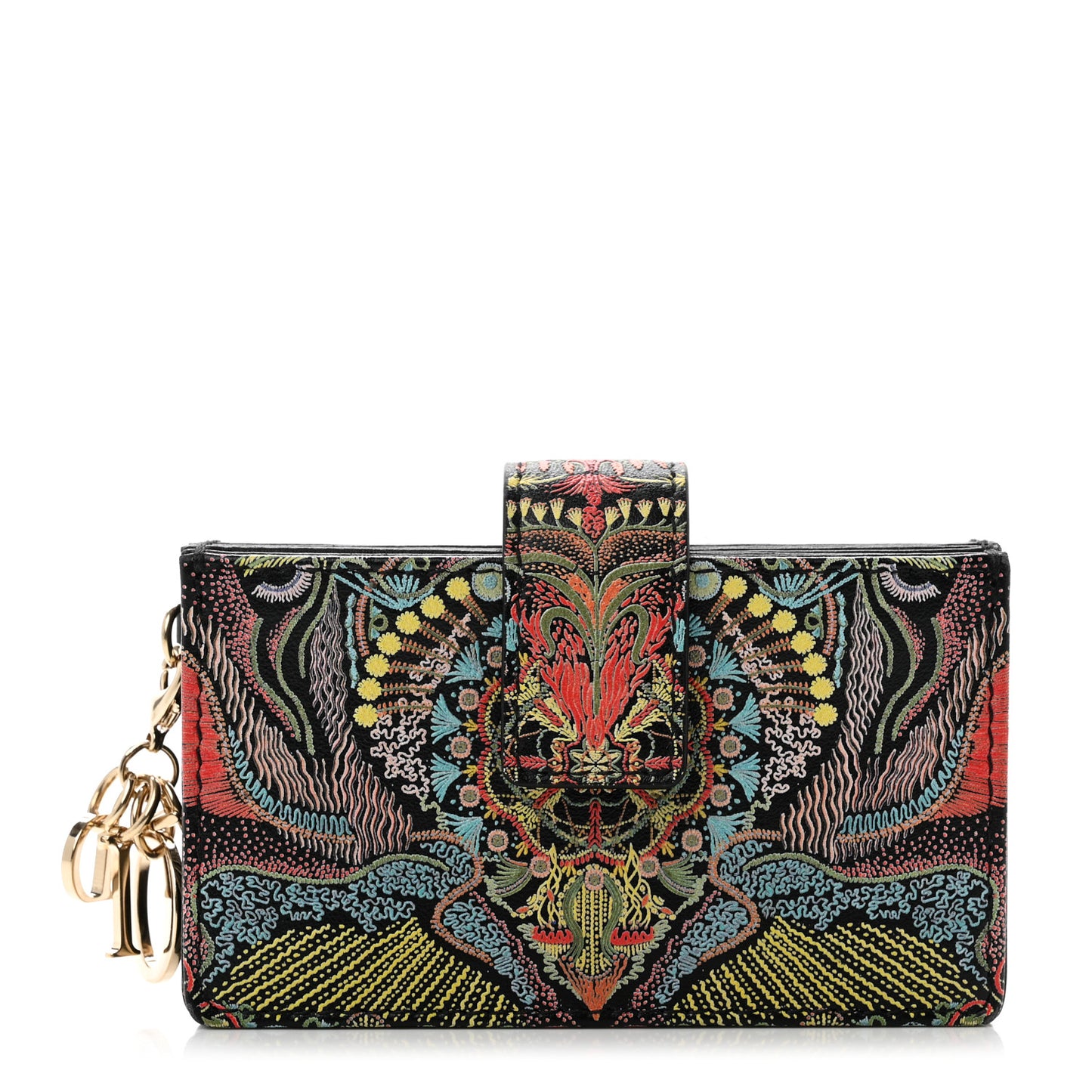 Calfskin Printed KaleiDiorscopic Lady Dior 5-Gusset Card Holder Multicolor