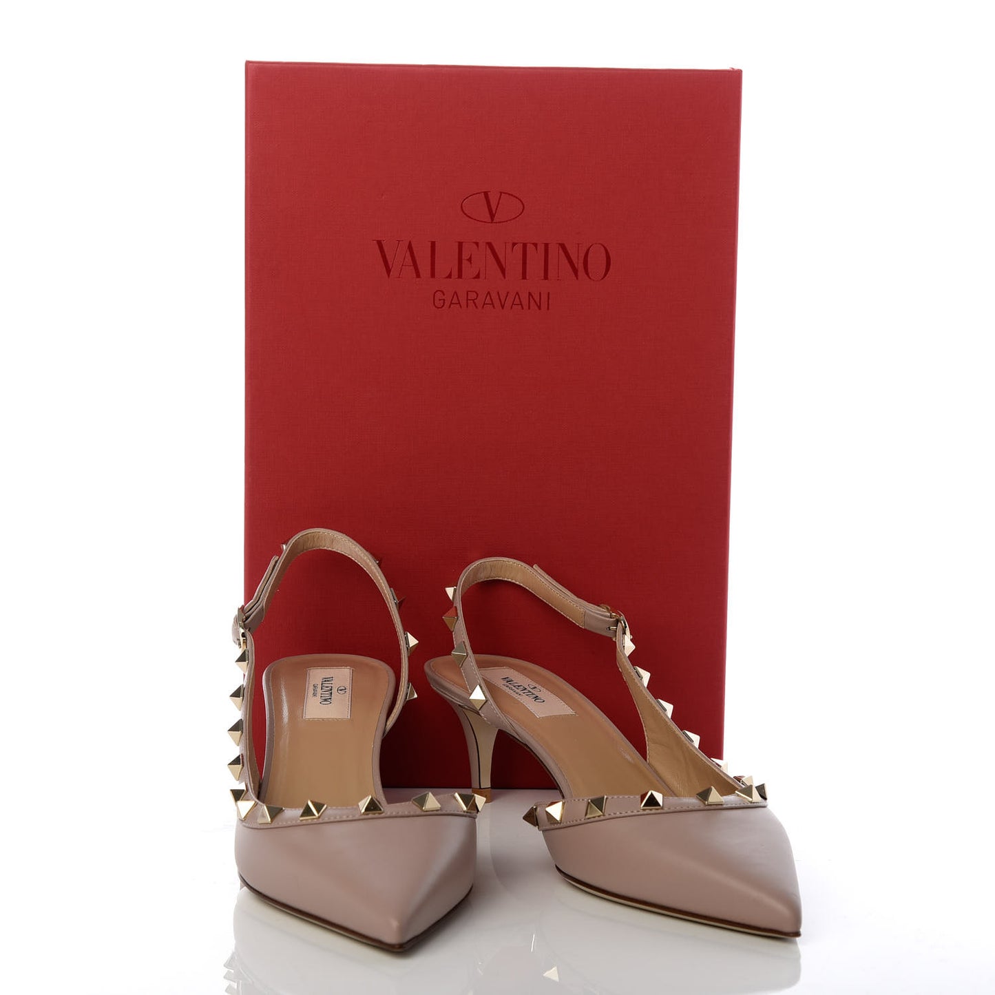 Nappa Rockstud Half D'Orsay Slingback 50mm Pumps 39 Poudre