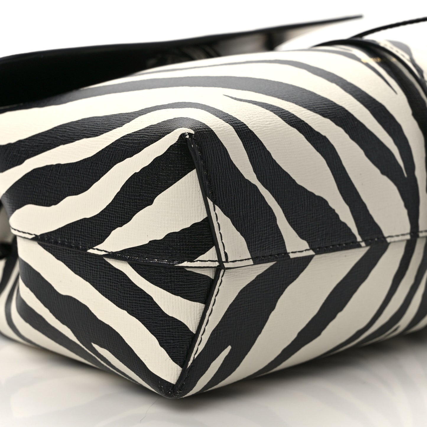 Saffiano Zebra Print Mini Lady Bag Black White
