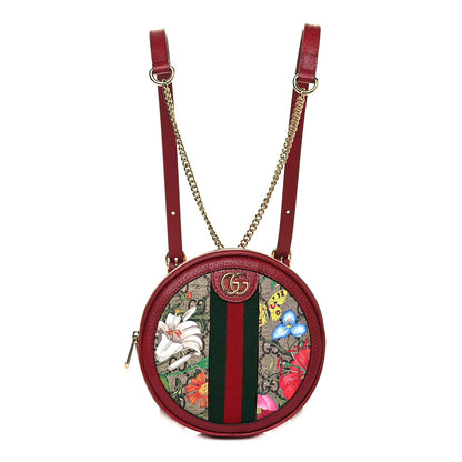 Gucci GG Supreme Monogram Web Flora Mini Ophidia Round Backpack Red 1 of 12