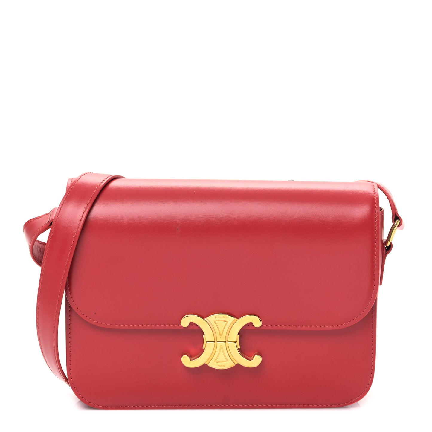 Shiny Calfskin Medium Triomphe Red