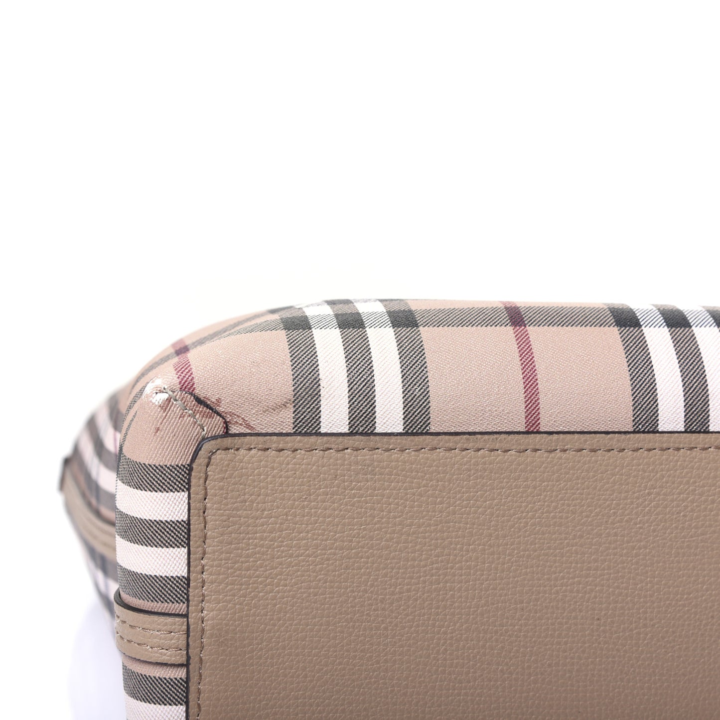 Grainy Calfskin Haymarket Check Medium Reversible Tote Camel