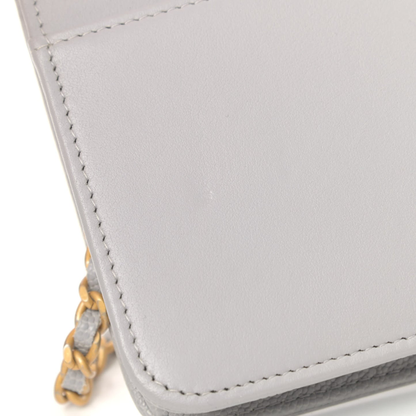 Caviar Quilted Boy Wallet On Chain WOC Grey