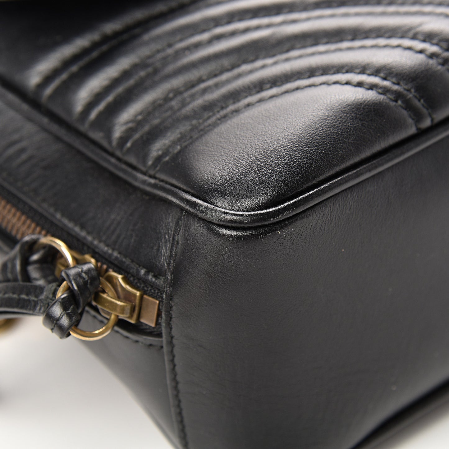 Calfskin Matelasse Sylvie Web Small GG Marmont Top Handle Shoulder Bag Black