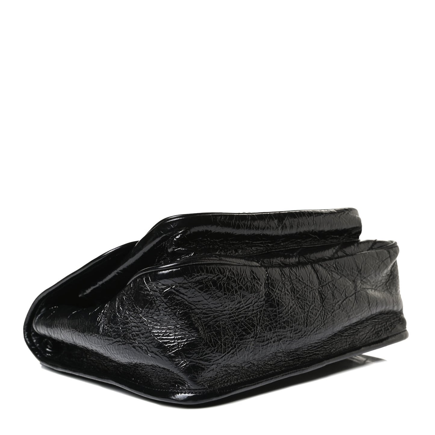 Crinkled Calfskin Matelasse Monogram Medium Niki Chain Satchel Black