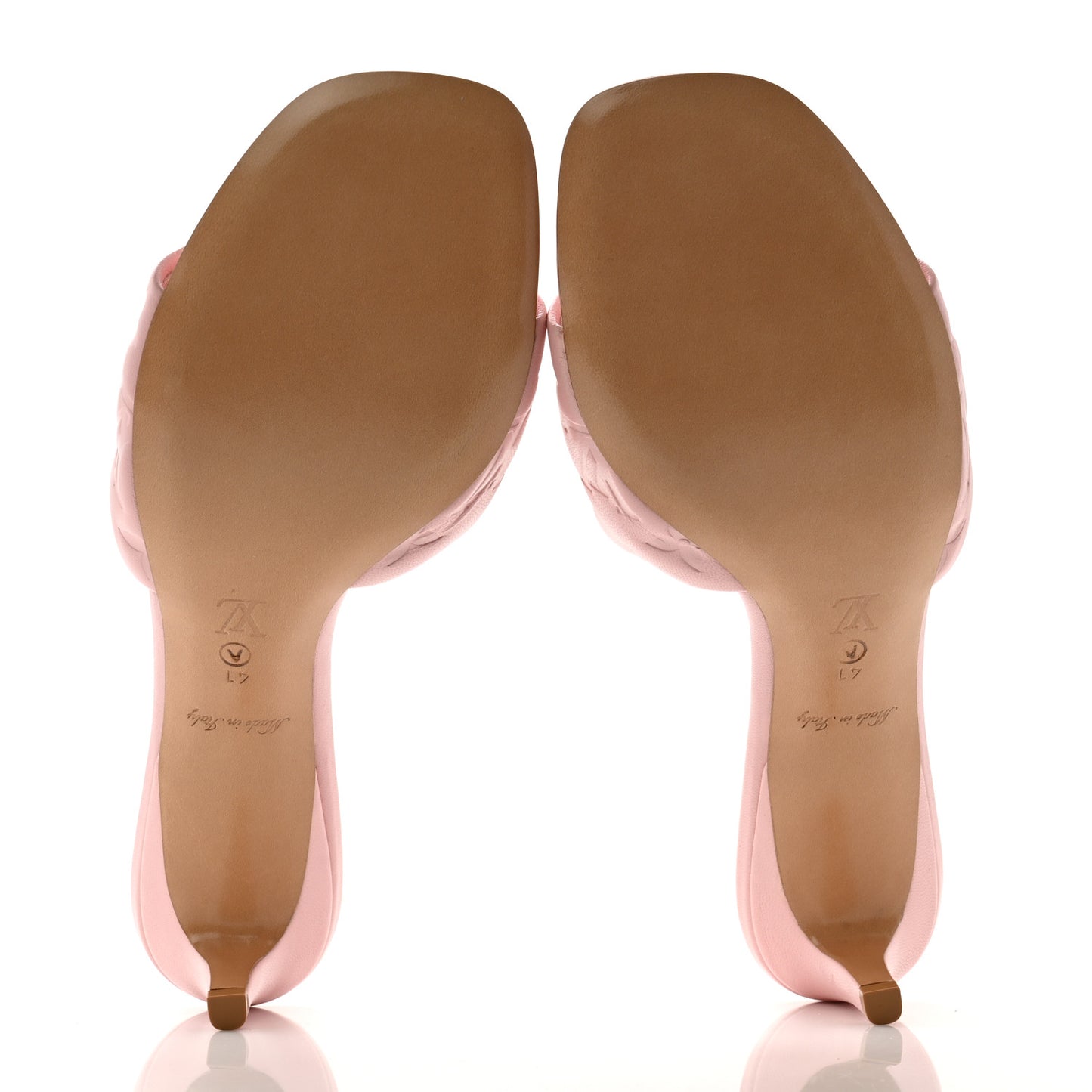 Lambskin Embossed Monogram Revival Mid Heel Mules 41 Rose Claire