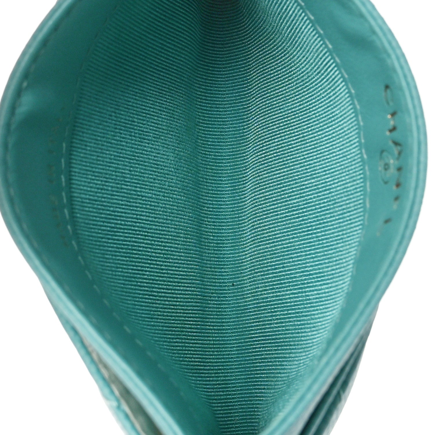 Chanel Caviar Chevron Quilted Card Holder Turquoise 6 of 10