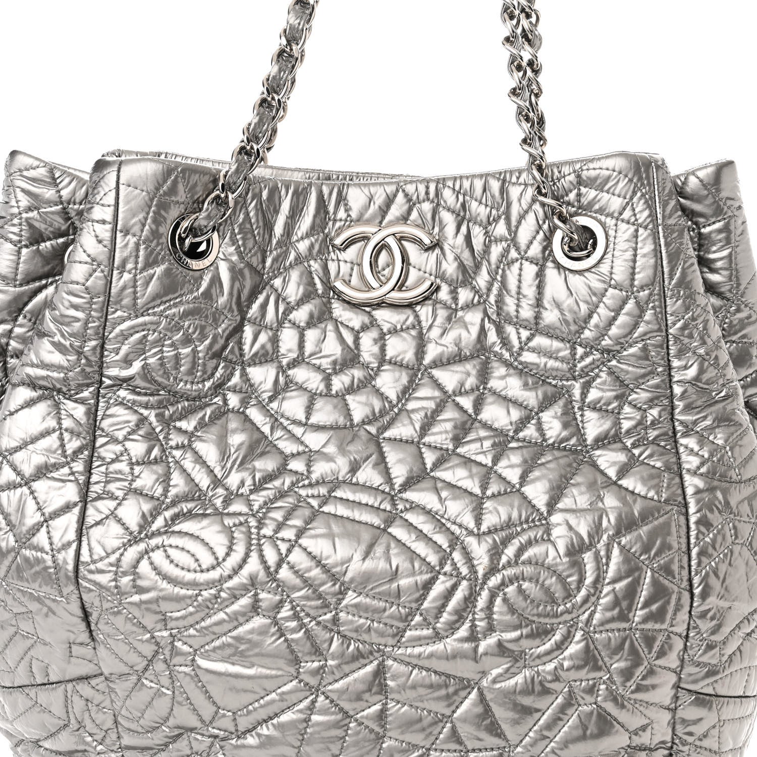 Chanel Vinyl Graphic Edge Tote Silver 8 of 11