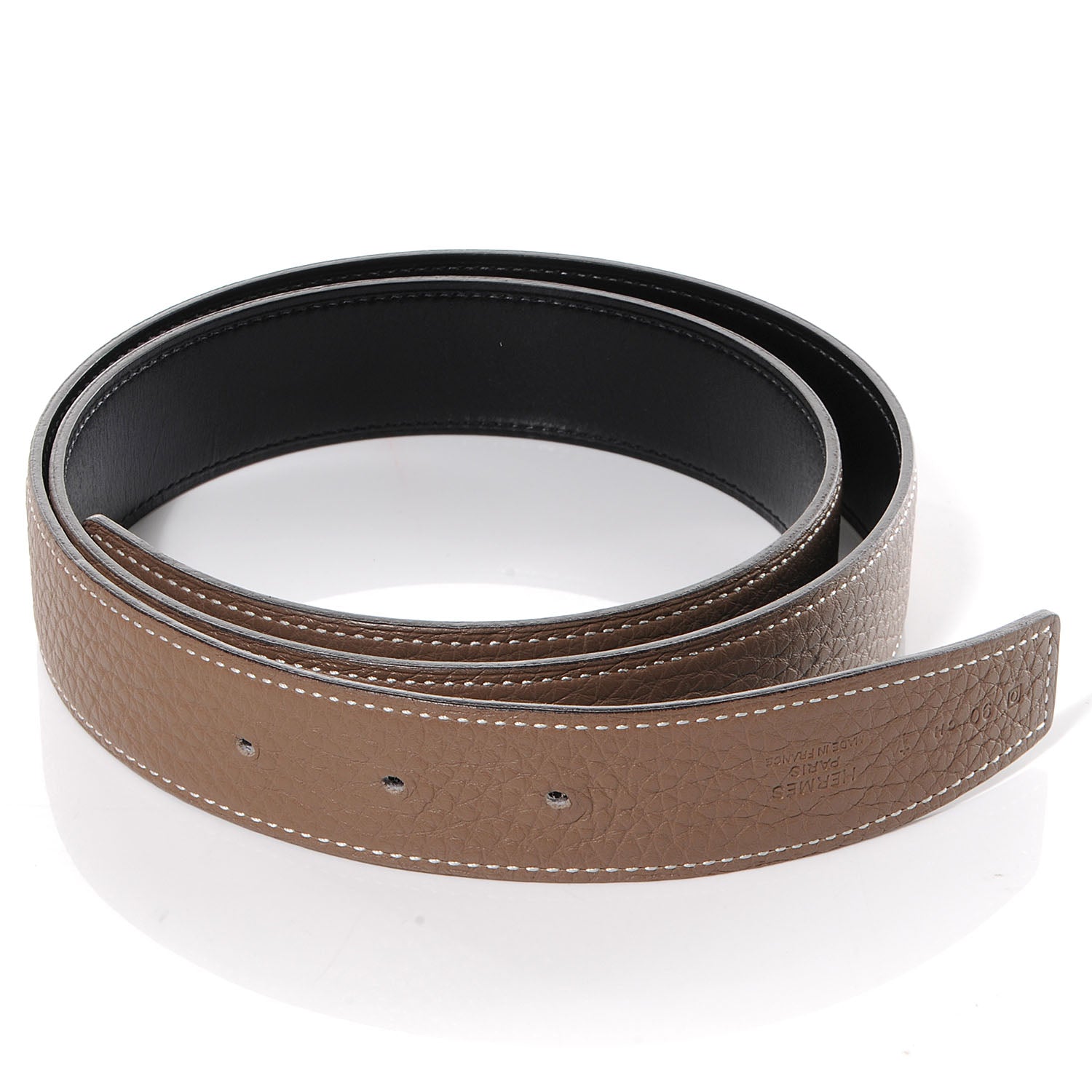 Hermes Taurillon Clemence Box Reversible Constance 32mm Belt Strap 90 Etoupe Noir 2 of 5