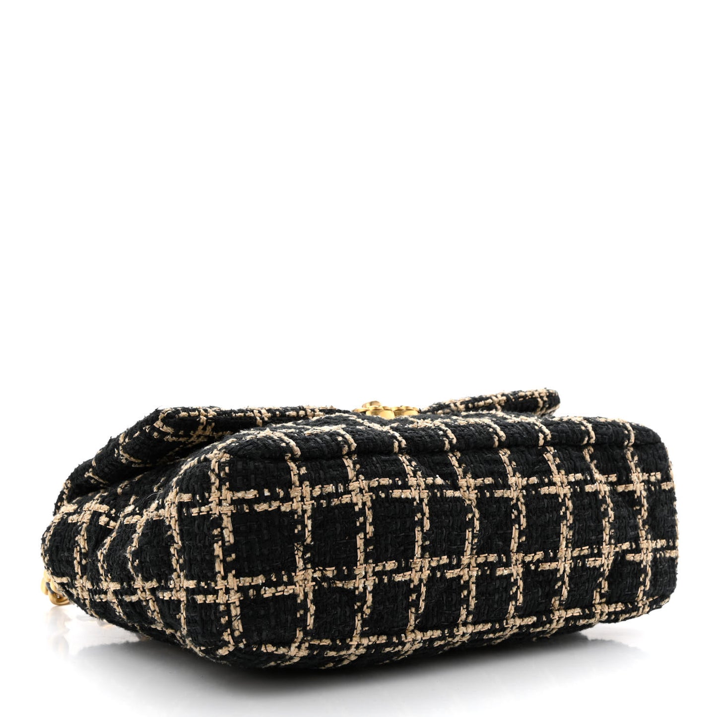 Tweed Quilted Large Chanel 19 Flap Black Beige