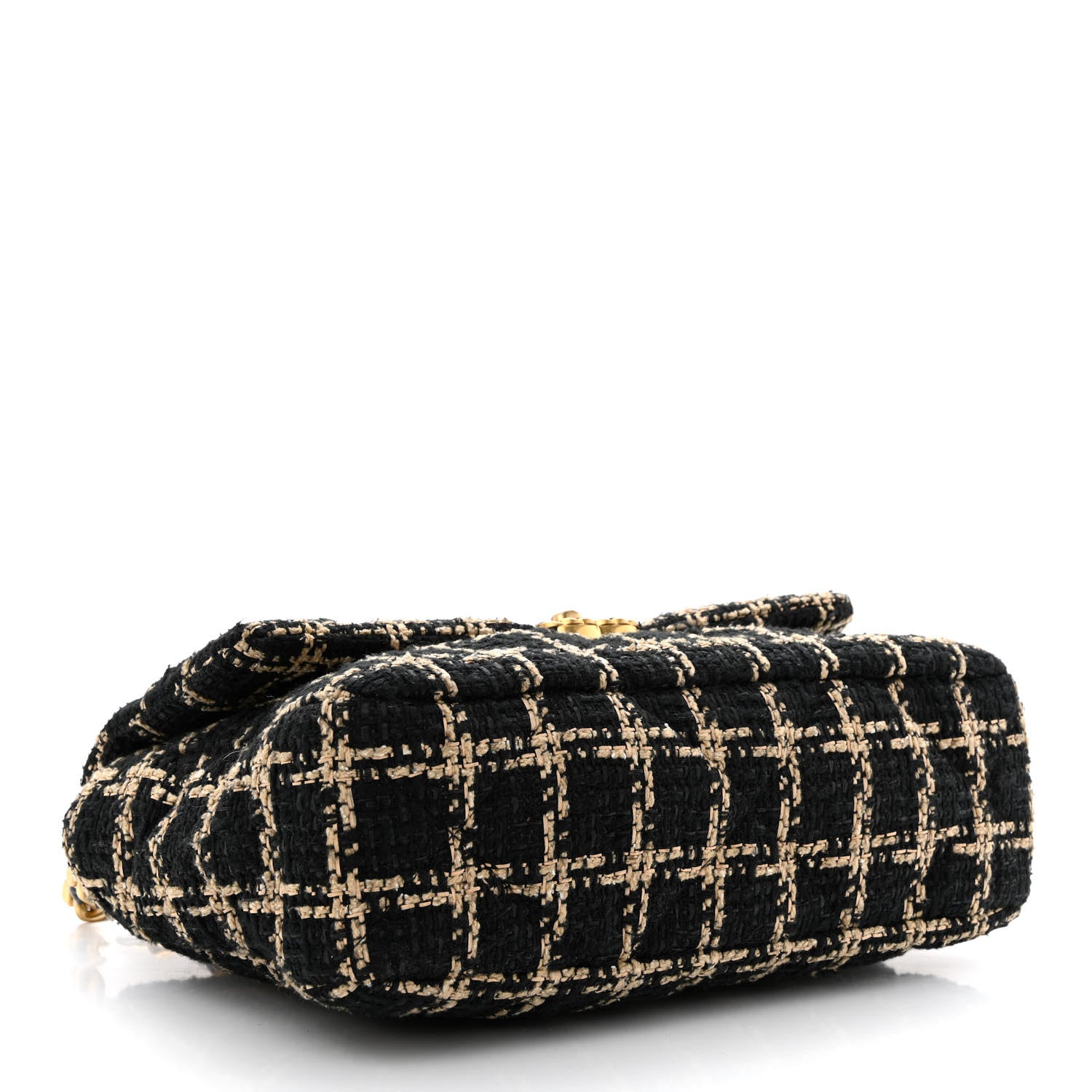 Chanel Tweed Quilted Large Chanel 19 Flap Black Beige 4 of 11