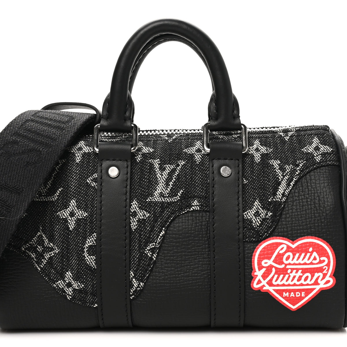 Louis Vuitton X NIGO Taurillon Monogram Denim Drip Keepall XS Black 6 of 8