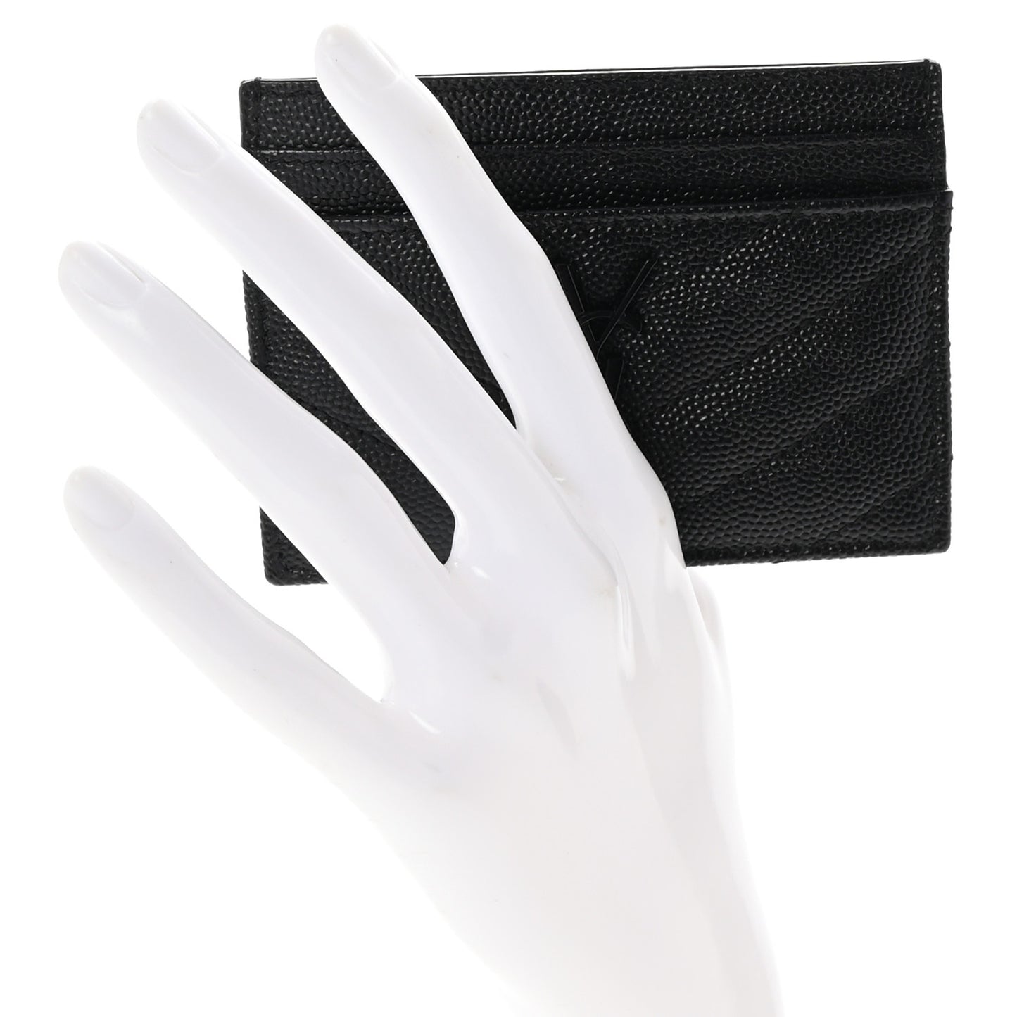 Grain De Poudre Matelasse Chevron Monochrome Monogram Credit Card Case Black