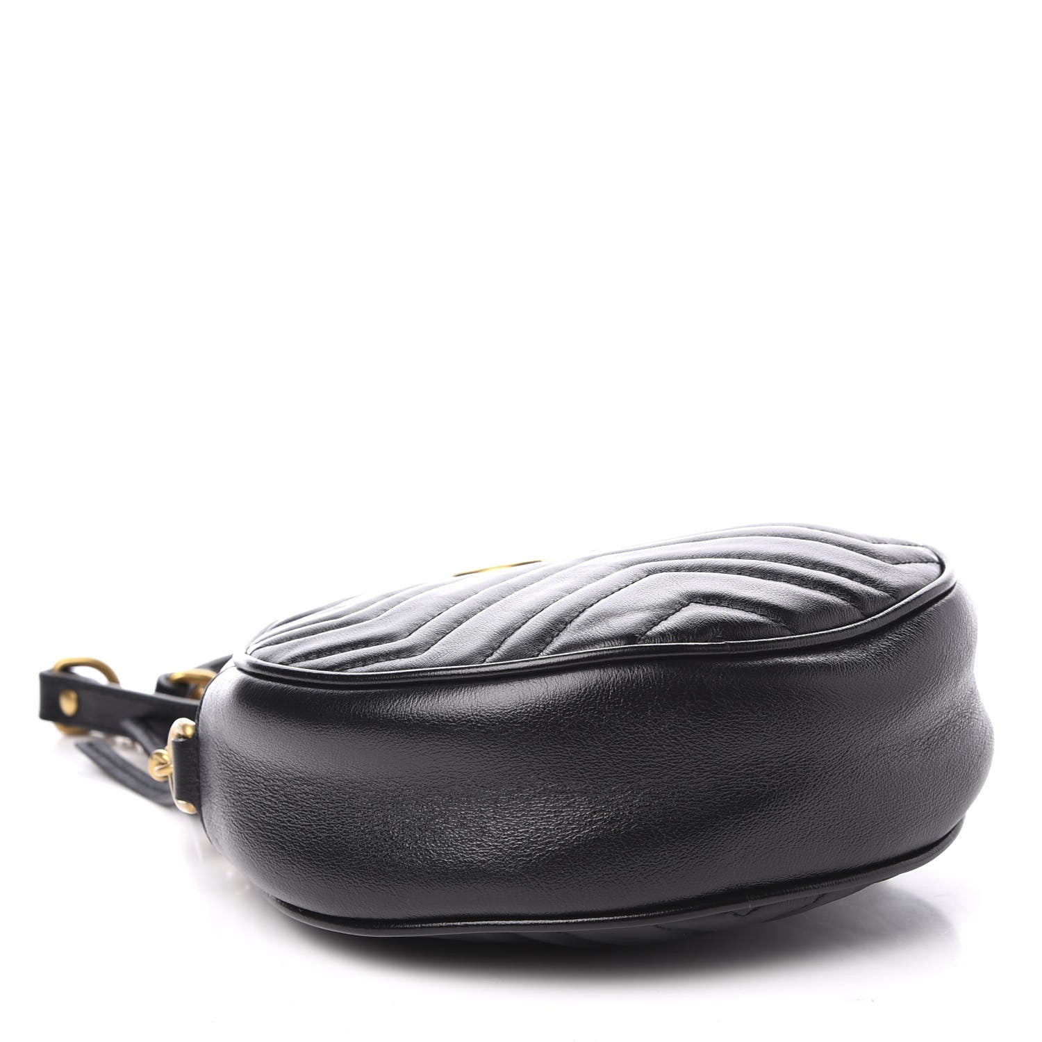 Gucci Azalea Calfskin Matelasse Heart Mini GG Marmont Round Shoulder Bag Black 3 of 10