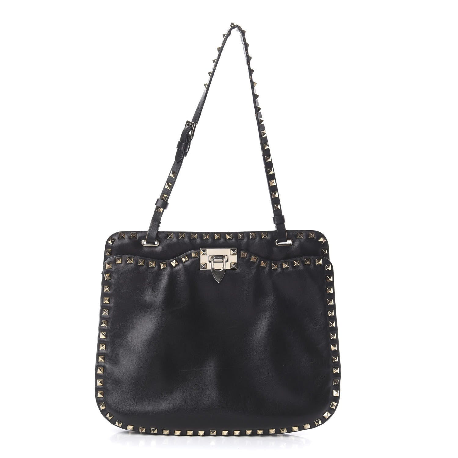 Valentino Garavani Vitello Rockstud Shoulder Satchel Black 1 of 7