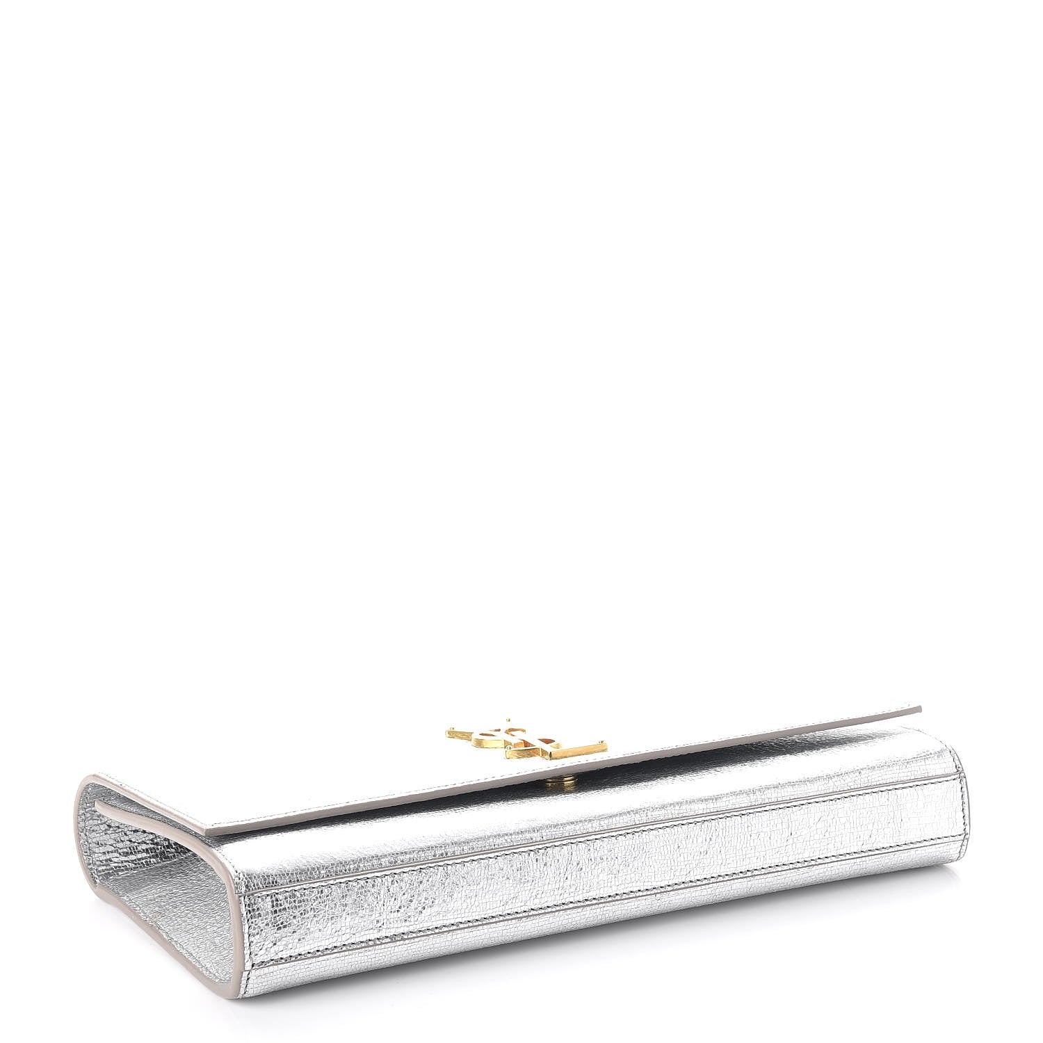 Saint Laurent Textured Metallic Calfskin Classic Monogram Cassandre Clutch Silver 4 of 8
