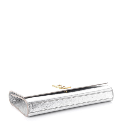 Saint Laurent Textured Metallic Calfskin Classic Monogram Cassandre Clutch Silver 4 of 8