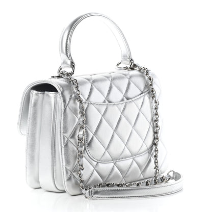 Chanel Metallic Lambskin Quilted Small Trendy CC Flap Dual Handle Bag Silver 2 of 8