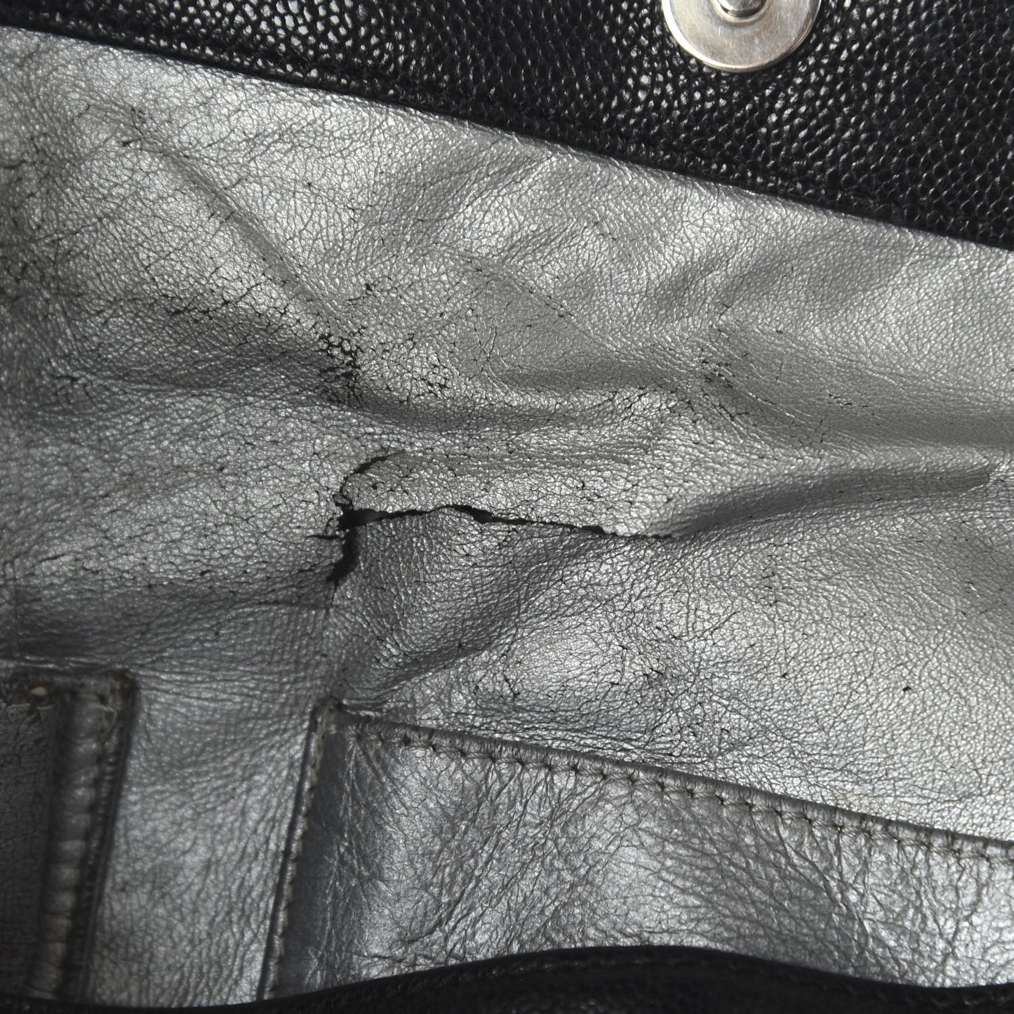 Glazed Caviar East West Modern Chain Tote Black