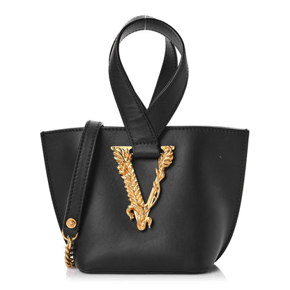 Versace Vitello Mini Virtus Bucket Bag Black 1 of 9