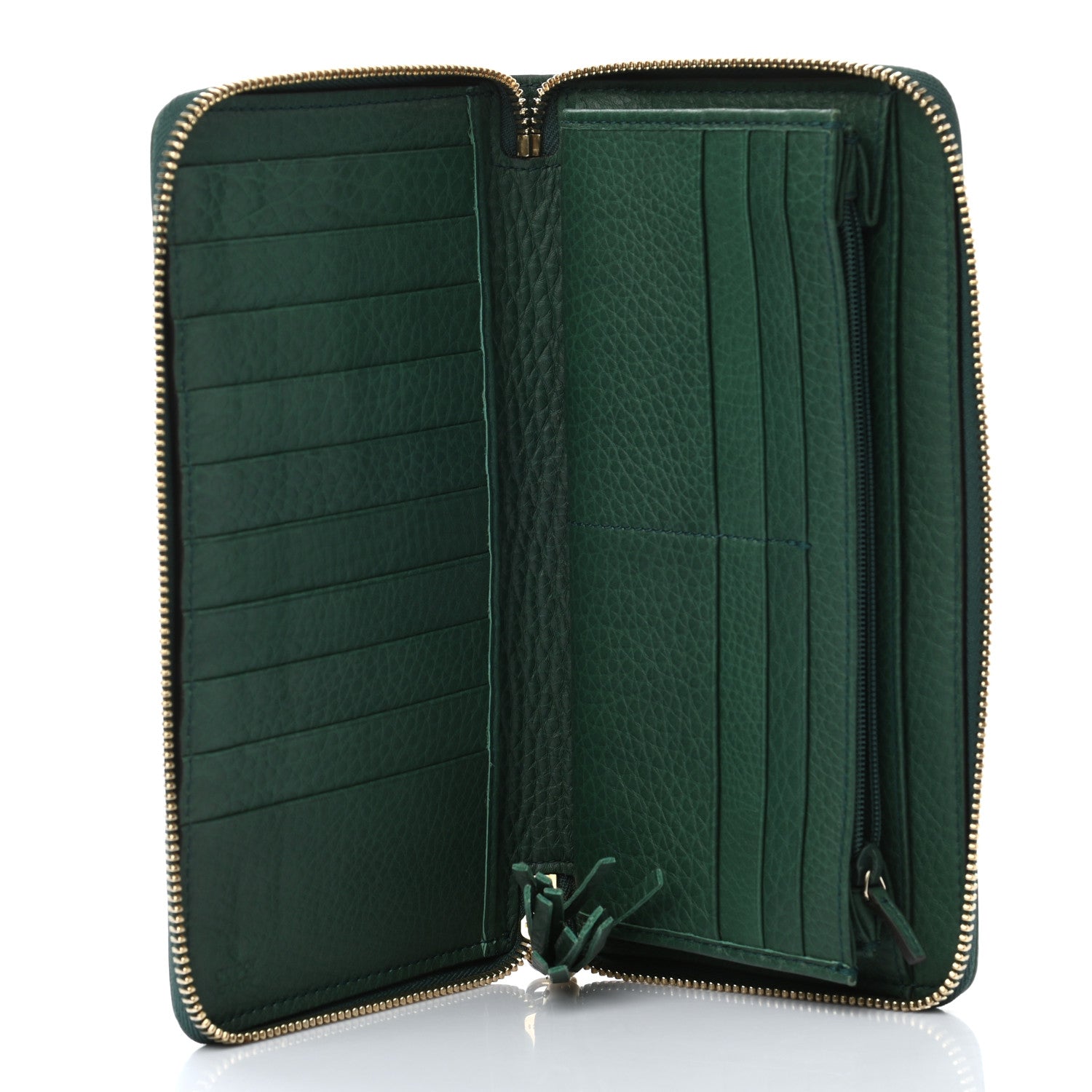 Gucci Pebbled Calfskin Soho Zip Around Wallet Green 6 of 9