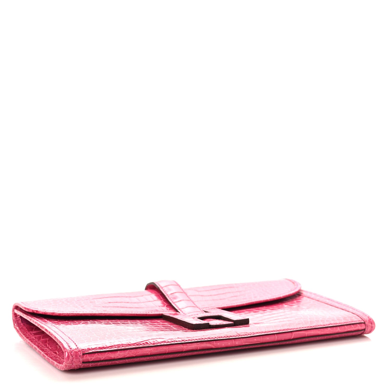 Hermes Shiny Niloticus Crocodile Jige Elan 29 Clutch Rose Tyrien
