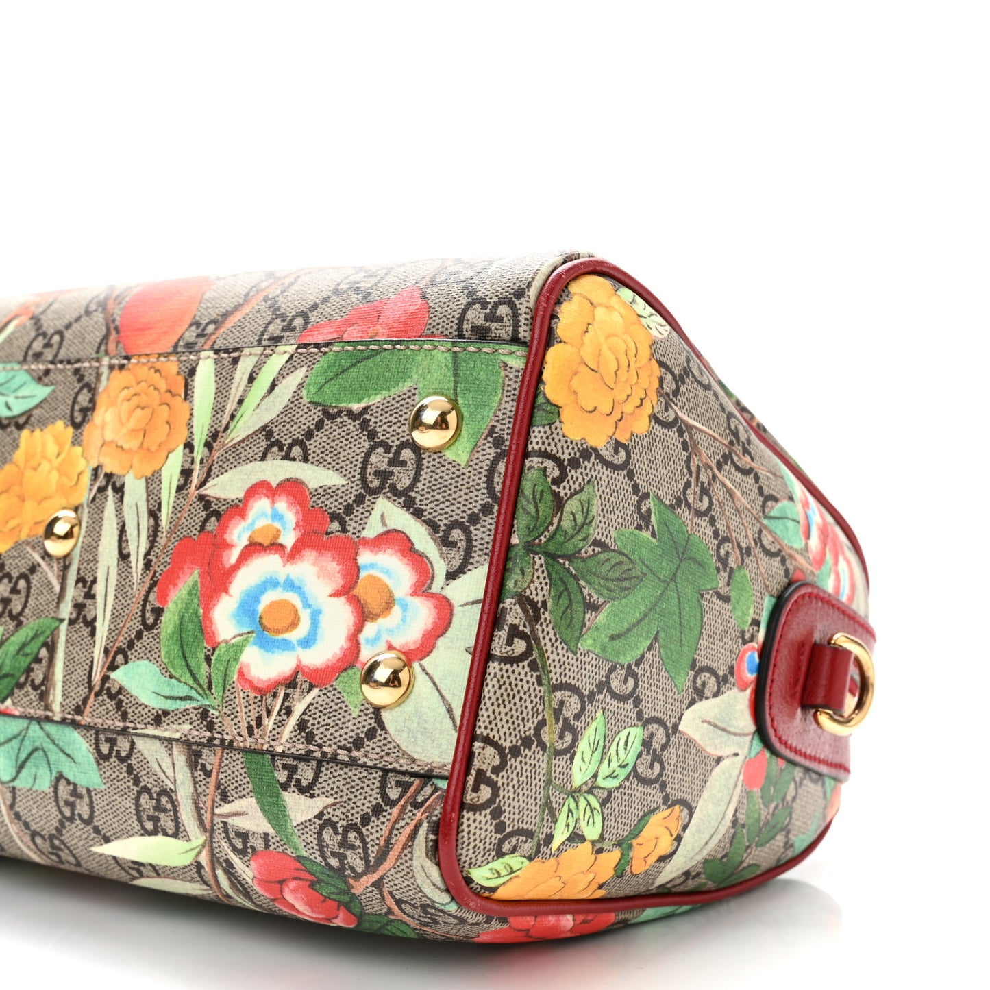 GG Supreme Monogram Tian Small Boston Beige Multicolor Red