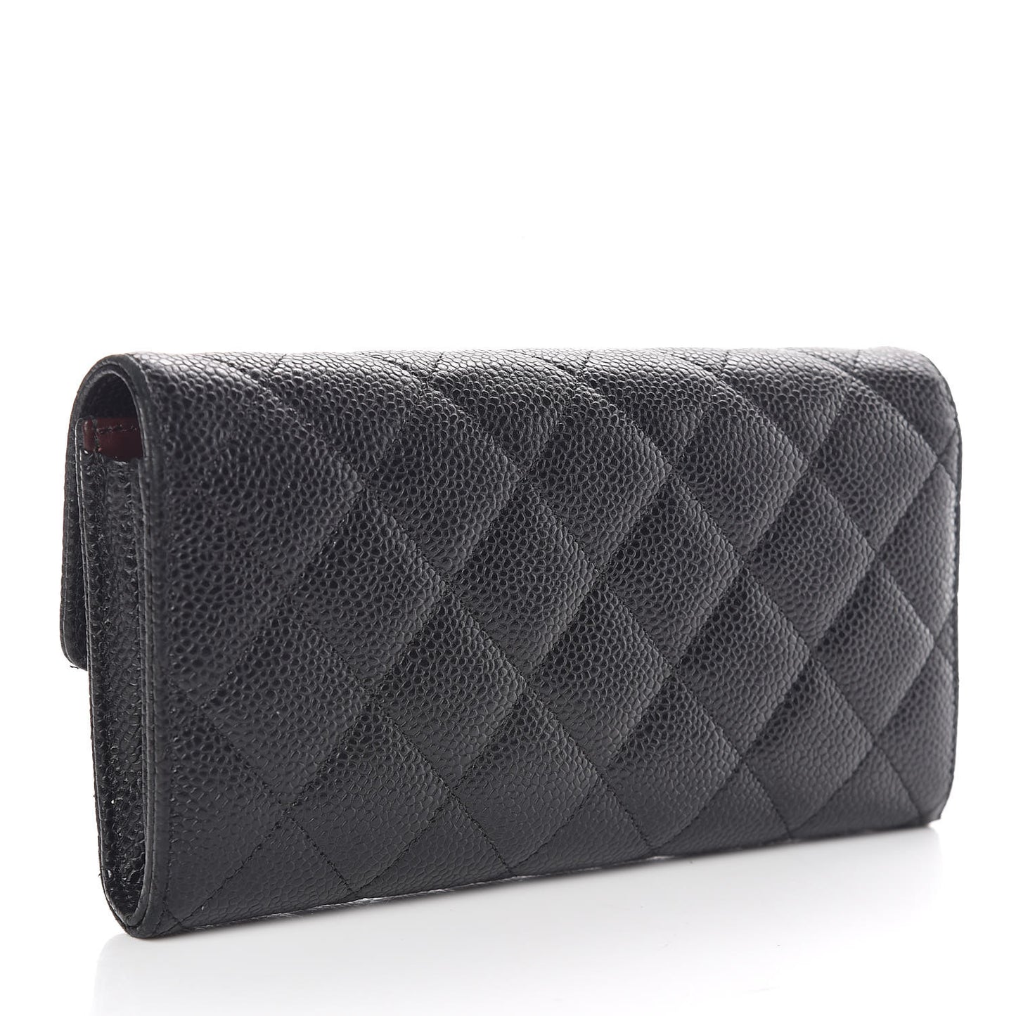 Caviar Quilted Large Gusset Flap Wallet Black
