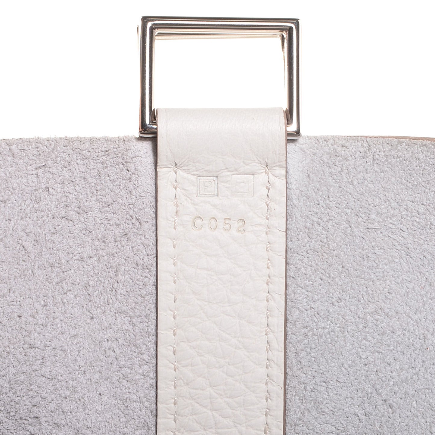 Taurillon Clemence Picotin Lock TGM Gris Perle White