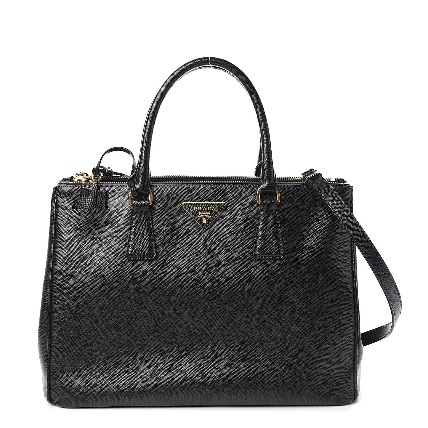 Saffiano Medium Galleria Double Zip Tote Black