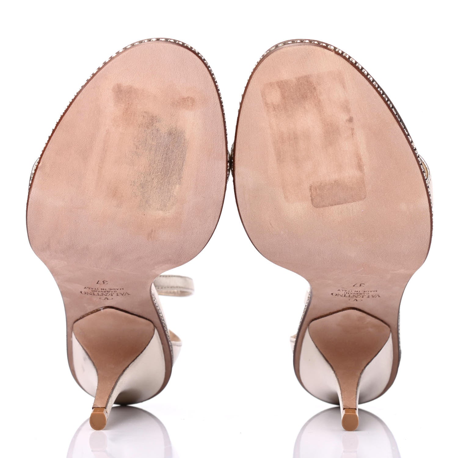 Valentino Garavani Metallic Nappa Crystal Star Carpet Evening Sandals 37 Silver 4 of 4