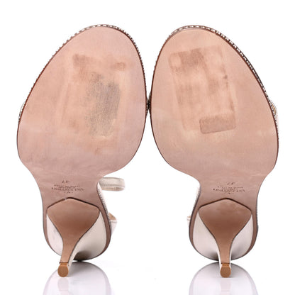 Valentino Garavani Metallic Nappa Crystal Star Carpet Evening Sandals 37 Silver 4 of 4