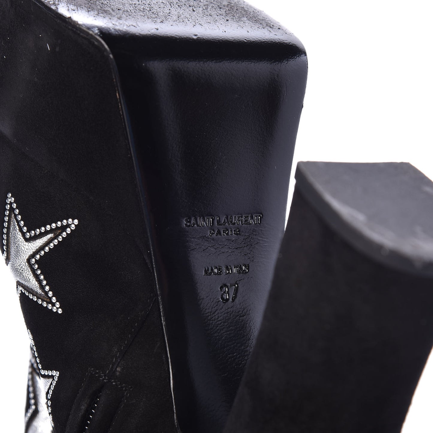 Kid Scamosciato Lambskin Embossed Candy Star Studded Platform Boots 37 Black