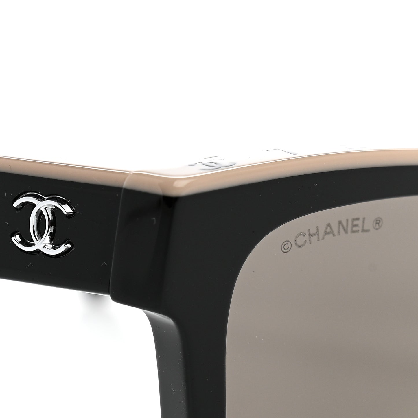 Acetate Logo Square Sunglasses 5417 Black Beige