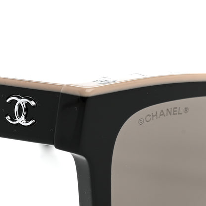 Chanel Acetate Logo Square Sunglasses 5417 Black Beige 5 of 8