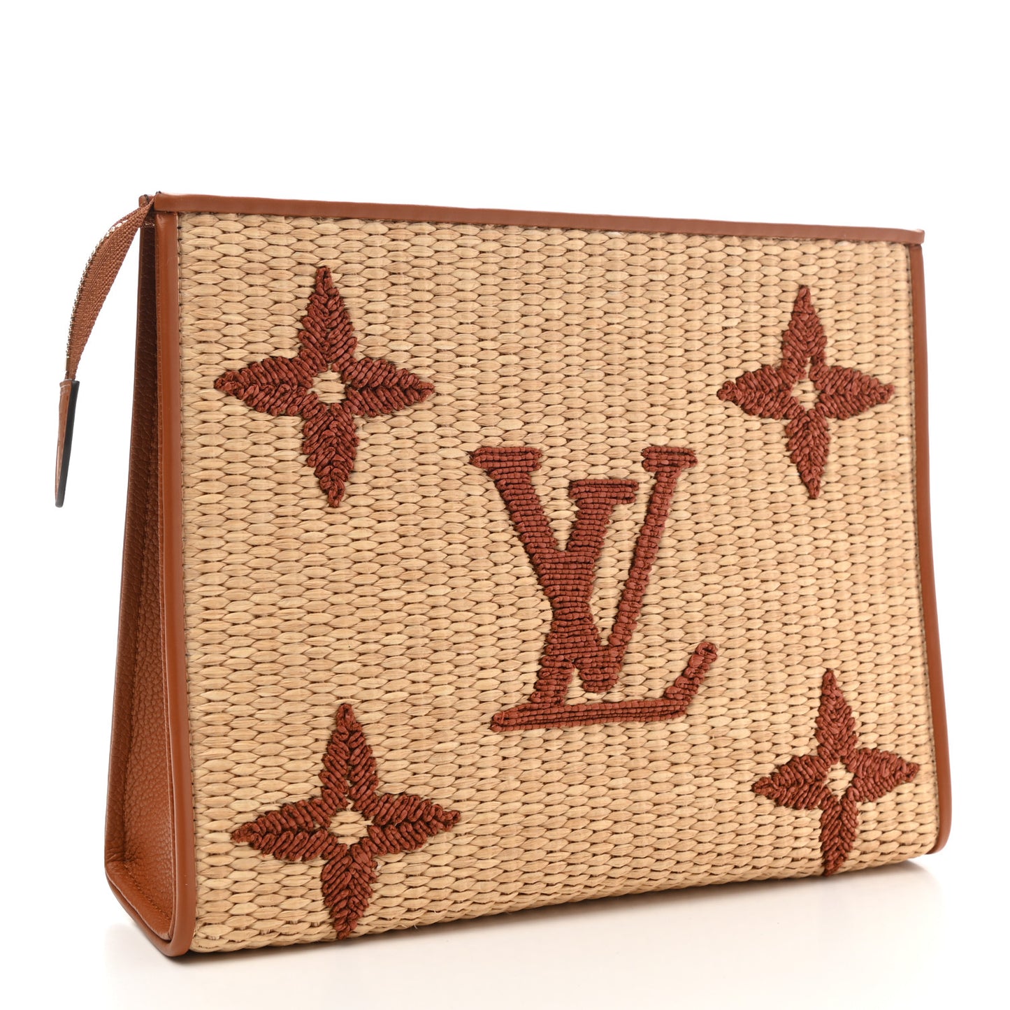 Raffia Monogram Giant Toiletry Pouch 26 Tan