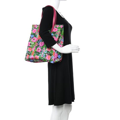 Prada Tessuto Nylon Floral Print Tote Pink 2 of 9