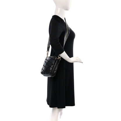 Chanel Lambskin Jersey Scales Zipper Shoulder Bag Black 3 of 10