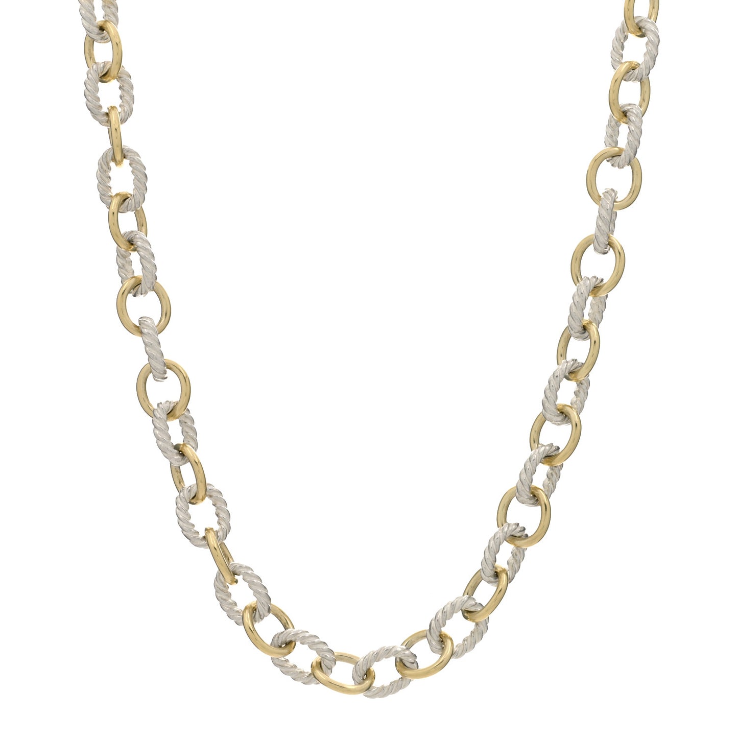Sterling Silver 18K Yellow Gold 10mm Medium Oval Link Necklace