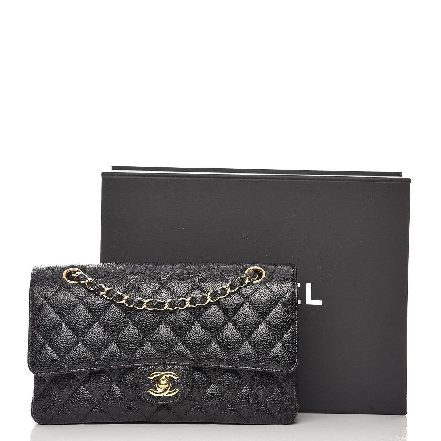 Caviar Quilted Medium Double Flap Black