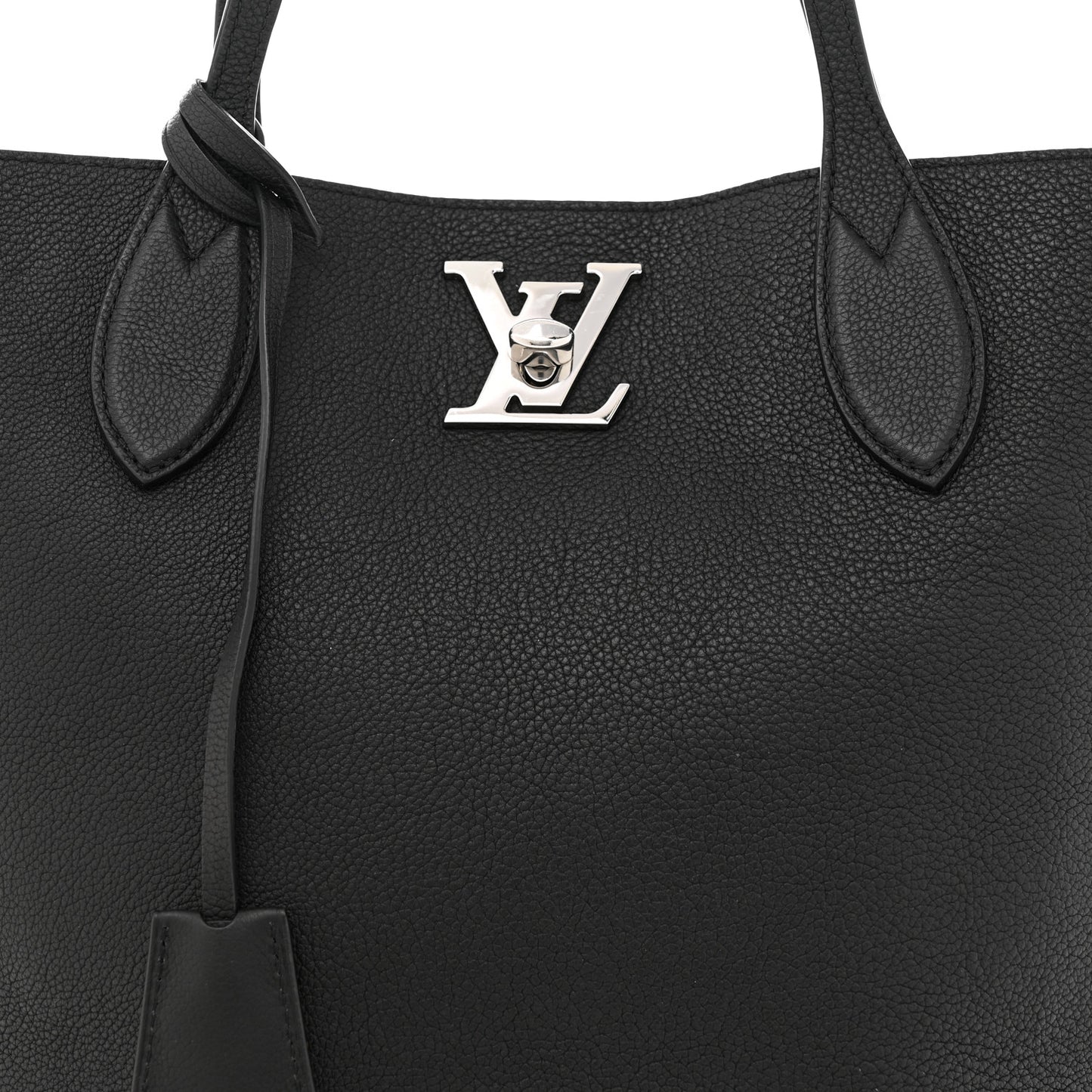 Calfskin Lockme Go Tote Black