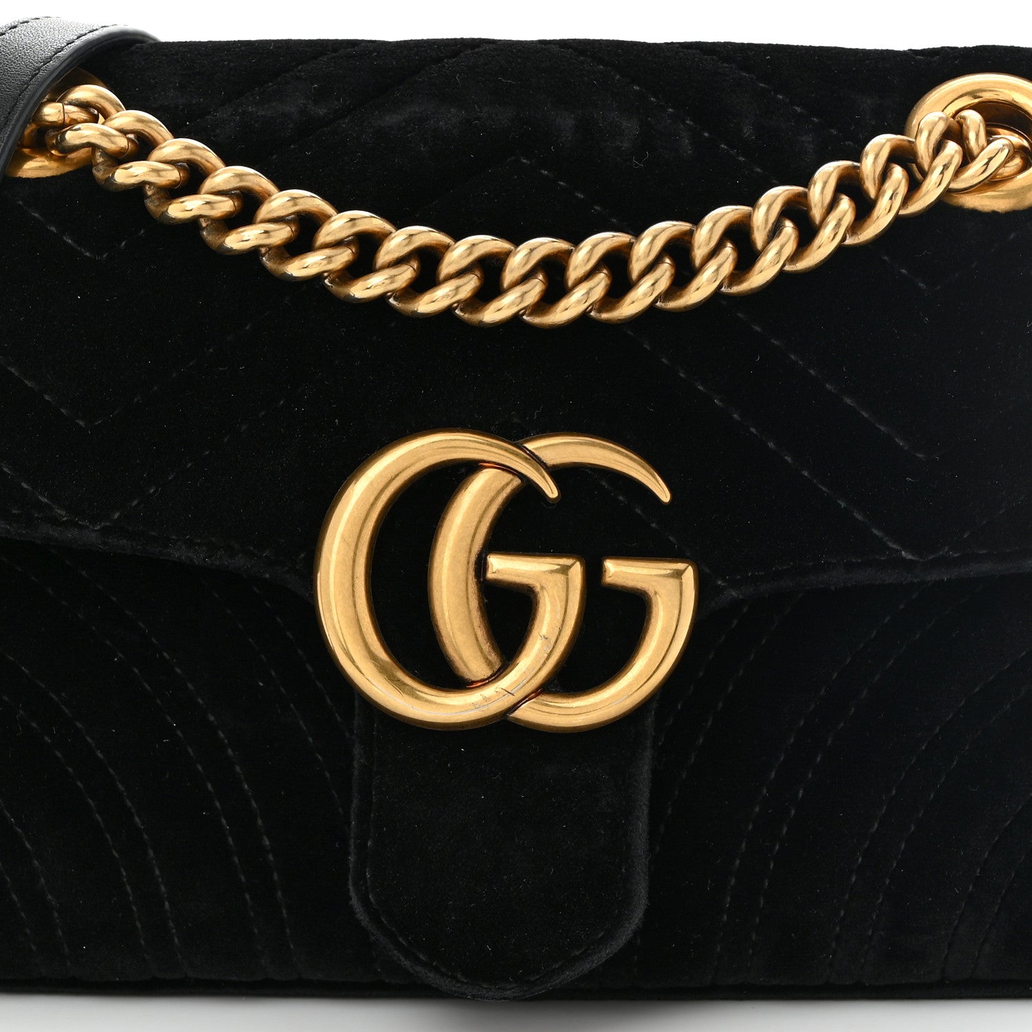 Gucci Velvet Matelasse Mini GG Marmont Shoulder Bag Black 8 of 10